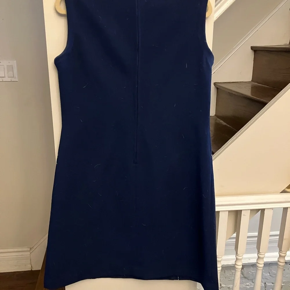 Vintage Navy Dress With White Stitching - Picture 3 of 6